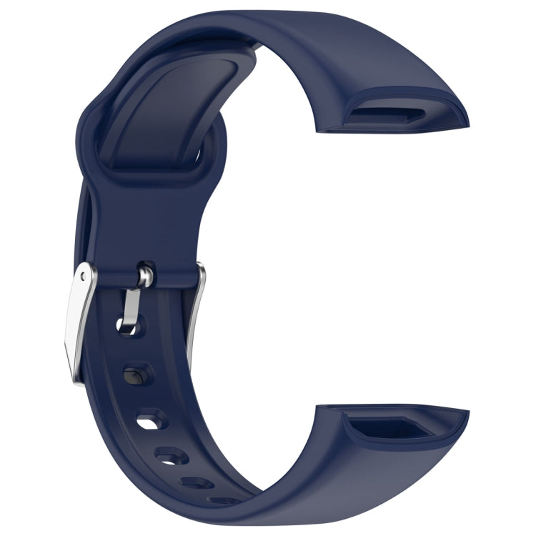 For Mambo Band 6S Solid Color Silver Buckle Silicone Watch Band(Midnight Blue)