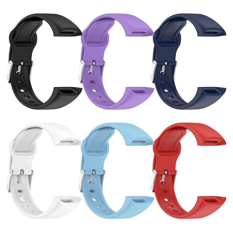 For Mambo Band 6S Solid Color Silver Buckle Silicone Watch Band(Midnight Blue)