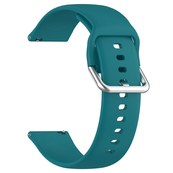 For CMF Watch Pro D395 22mm Solid Color Silver Buckle Silicone Watch Band, Size:L(Green)