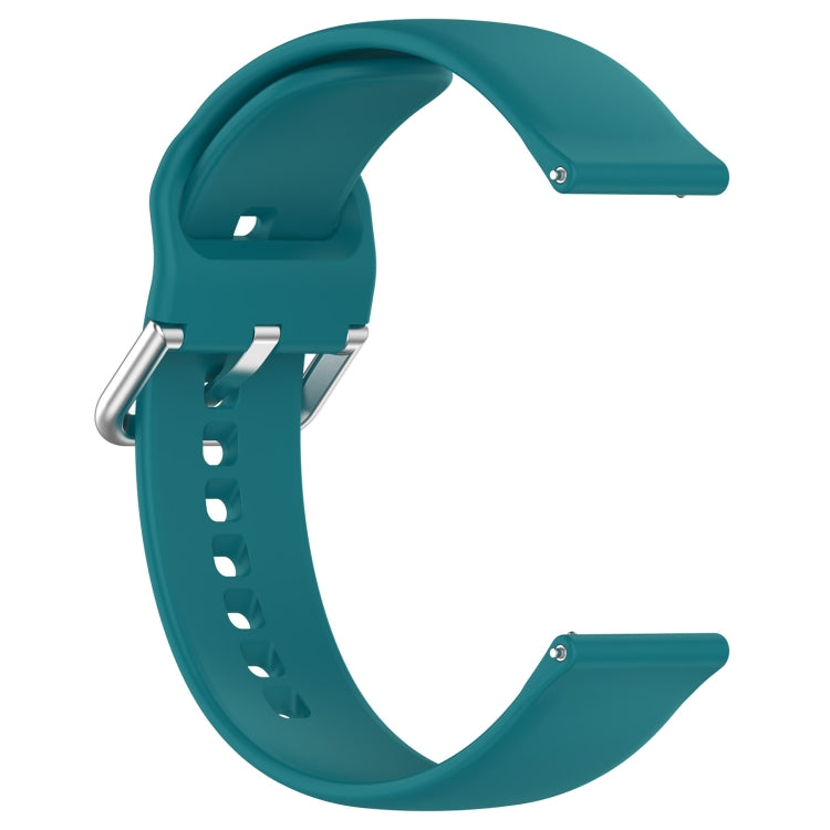 For CMF Watch Pro D395 22mm Solid Color Silver Buckle Silicone Watch Band, Size:L(Green)