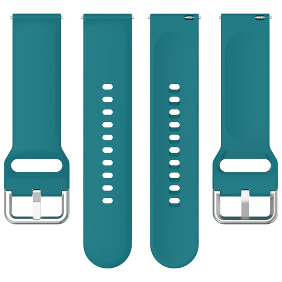 For CMF Watch Pro D395 22mm Solid Color Silver Buckle Silicone Watch Band, Size:L(Green)