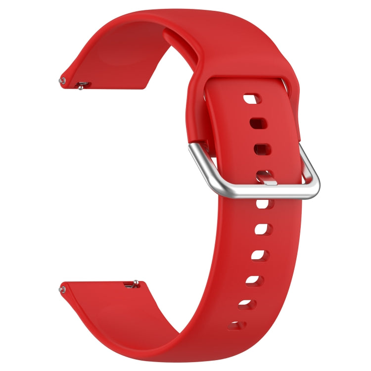 For CMF Watch Pro D395 / Watch Pro 2 22mm Solid Color Silver Buckle Silicone Watch Band, Size:L(Red)