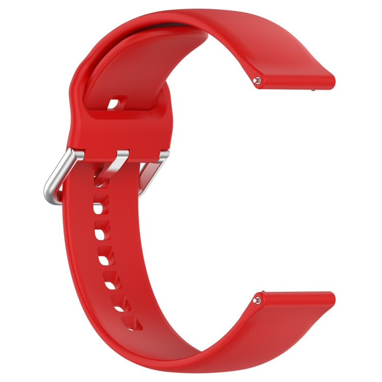 For CMF Watch Pro D395 / Watch Pro 2 22mm Solid Color Silver Buckle Silicone Watch Band, Size:L(Red)