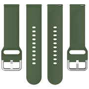 For CMF Watch Pro D395 22mm Solid Color Silver Buckle Silicone Watch Band, Size:L(Army Green)
