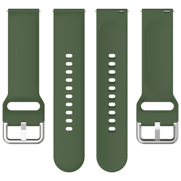 For CMF Watch Pro D395 22mm Solid Color Silver Buckle Silicone Watch Band, Size:L(Army Green)