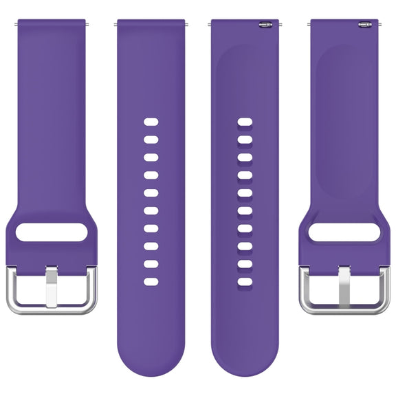 For CMF Watch Pro D395 22mm Solid Color Silver Buckle Silicone Watch Band, Size:L(Purple)