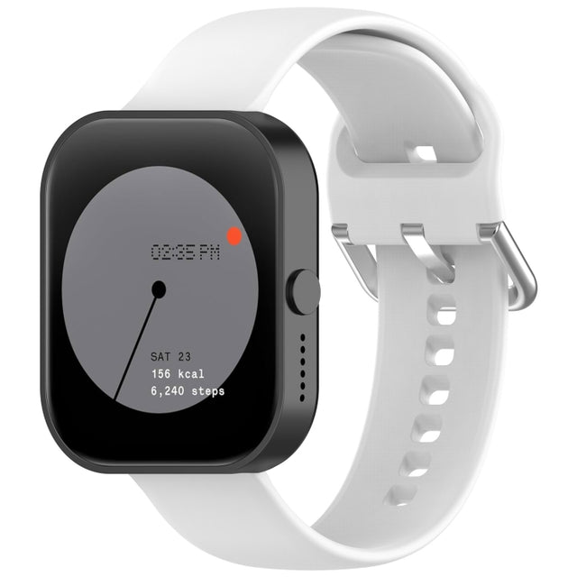 For CMF Watch Pro D395 / Watch Pro 2 22mm Solid Color Silver Buckle Silicone Watch Band, Size:S(White)