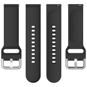 For CMF Watch Pro D395 22mm Solid Color Silver Buckle Silicone Watch Band, Size:S(Black)