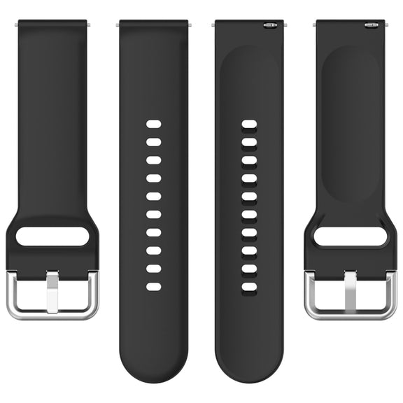 For CMF Watch Pro D395 22mm Solid Color Silver Buckle Silicone Watch Band, Size:S(Black)
