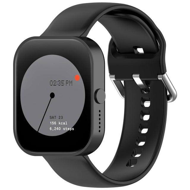 For CMF Watch Pro D395 22mm Solid Color Silver Buckle Silicone Watch Band, Size:S(Black)