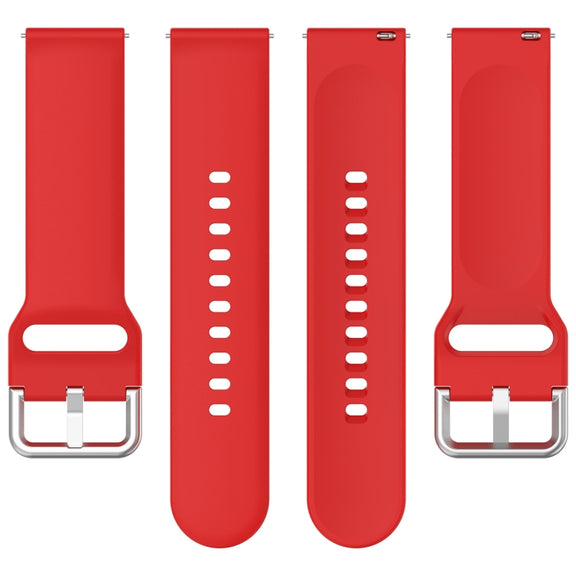 For CMF Watch Pro D395 22mm Solid Color Silver Buckle Silicone Watch Band, Size:S(Red)
