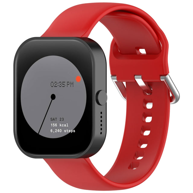 For CMF Watch Pro D395 22mm Solid Color Silver Buckle Silicone Watch Band, Size:S(Red)