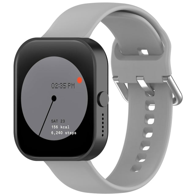 For CMF Watch Pro D395 22mm Solid Color Silver Buckle Silicone Watch Band, Size:S(Grey)