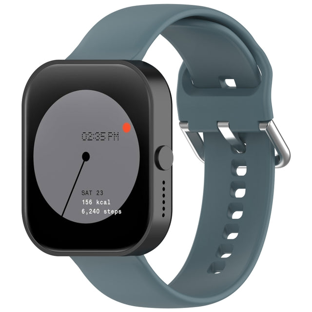 For CMF Watch Pro D395 22mm Solid Color Silver Buckle Silicone Watch Band, Size:S(Rock Blue)