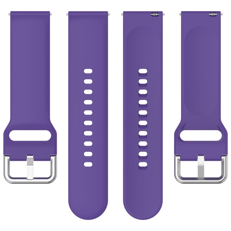 For CMF Watch Pro D395 22mm Solid Color Silver Buckle Silicone Watch Band, Size:S(Purple)