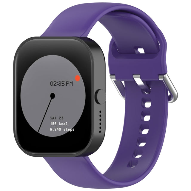 For CMF Watch Pro D395 22mm Solid Color Silver Buckle Silicone Watch Band, Size:S(Purple)