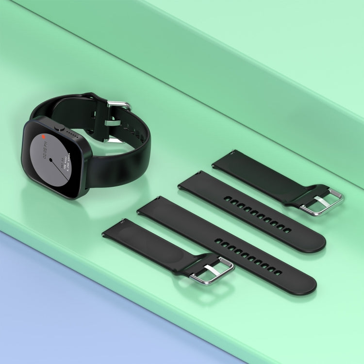 For CMF Watch Pro D395 22mm Solid Color Silver Buckle Silicone Watch Band, Size:L(Green)