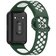 For Samsung Galaxy Fit 3 Two Color Breathable Silicone Watch Band(Dark Green White)