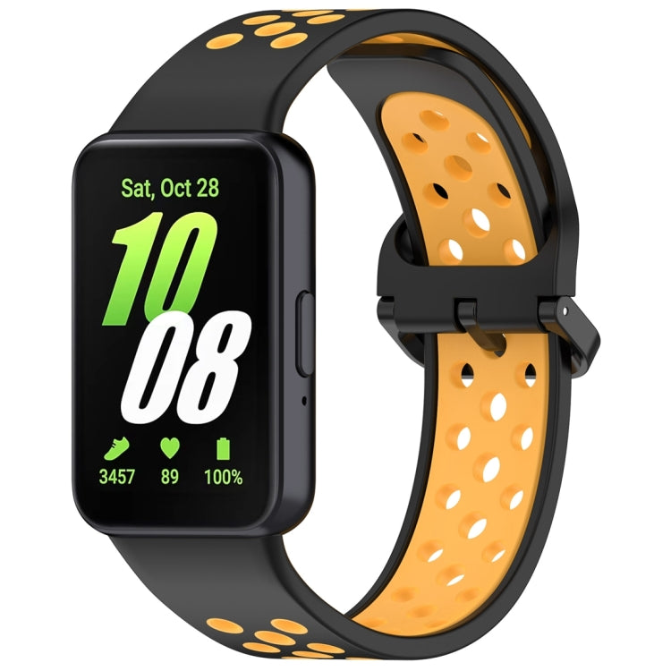 For Samsung Galaxy Fit 3 Two Color Breathable Silicone Watch Band(Black Yellow) - Watch Bands by PMC TechLife | Online Shopping South Africa | PMC TechLife