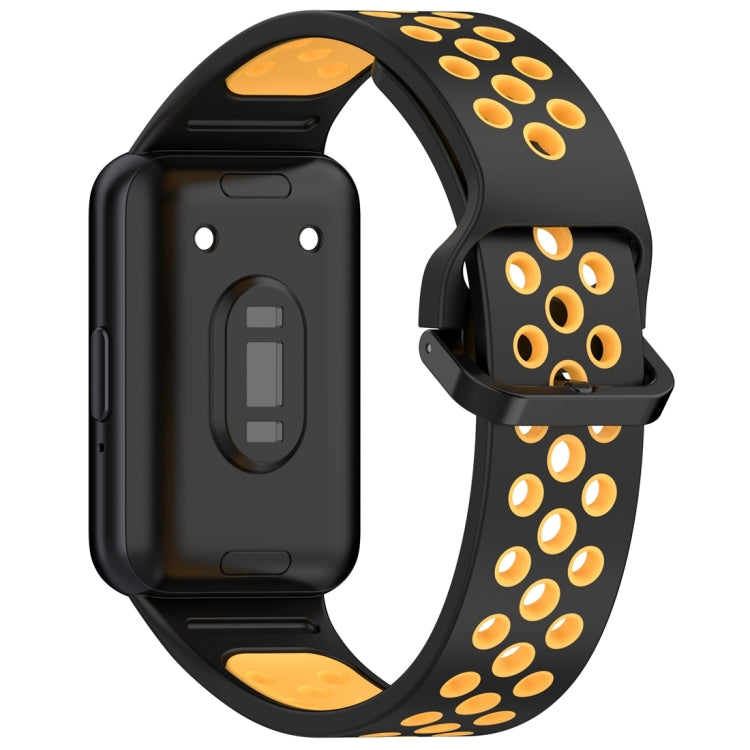For Samsung Galaxy Fit 3 Two Color Breathable Silicone Watch Band(Black Yellow) - Watch Bands by PMC TechLife | Online Shopping South Africa | PMC TechLife