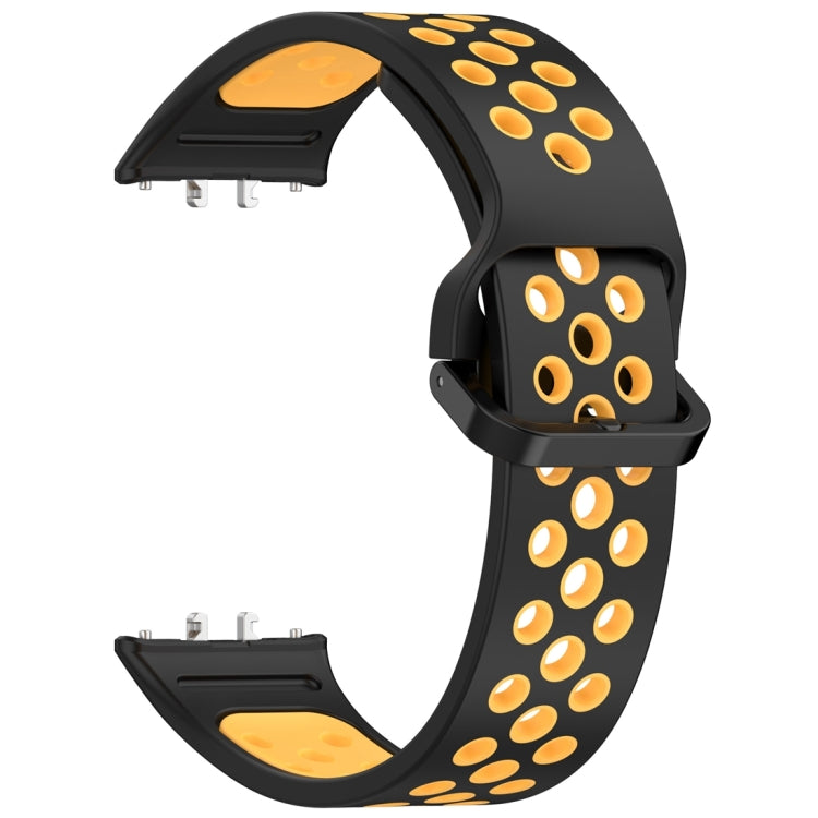 For Samsung Galaxy Fit 3 Two Color Breathable Silicone Watch Band(Black Yellow) - Watch Bands by PMC TechLife | Online Shopping South Africa | PMC TechLife