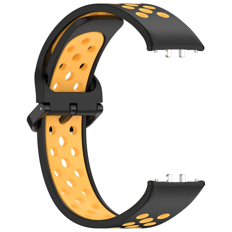 For Samsung Galaxy Fit 3 Two Color Breathable Silicone Watch Band(Black Yellow) - Watch Bands by PMC TechLife | Online Shopping South Africa | PMC TechLife
