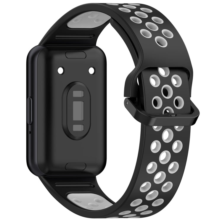 For Samsung Galaxy Fit 3 Two Color Breathable Silicone Watch Band(Black Grey) - Watch Bands by PMC TechLife | Online Shopping South Africa | PMC TechLife