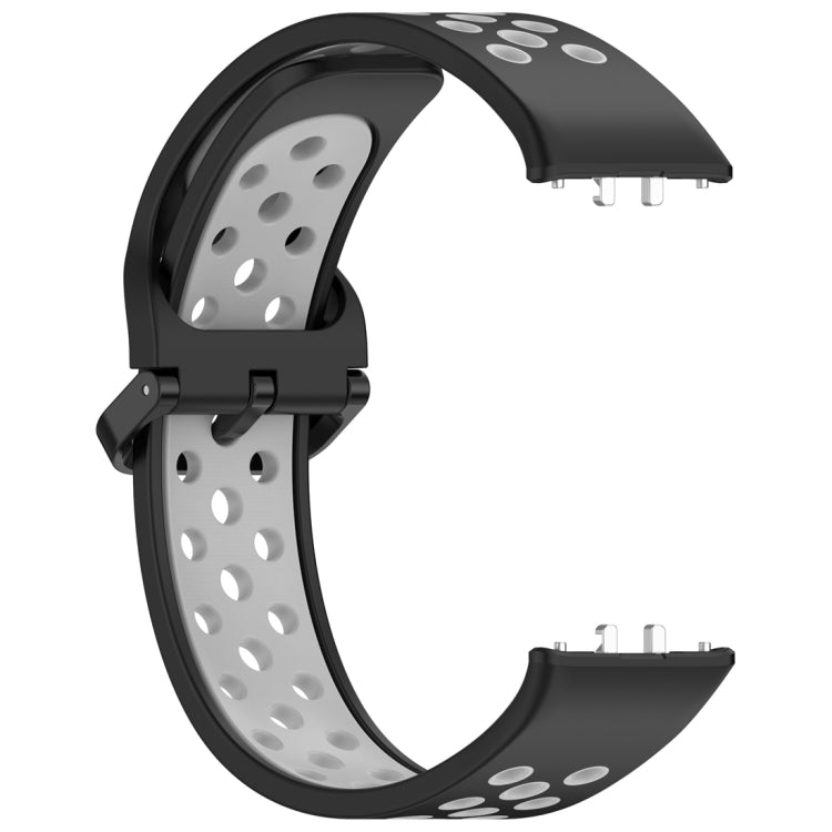 For Samsung Galaxy Fit 3 Two Color Breathable Silicone Watch Band(Black Grey) - Watch Bands by PMC TechLife | Online Shopping South Africa | PMC TechLife