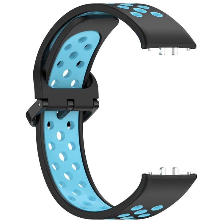 For Samsung Galaxy Fit 3 Two Color Breathable Silicone Watch Band(Black Blue) - Watch Bands by PMC TechLife | Online Shopping South Africa | PMC TechLife