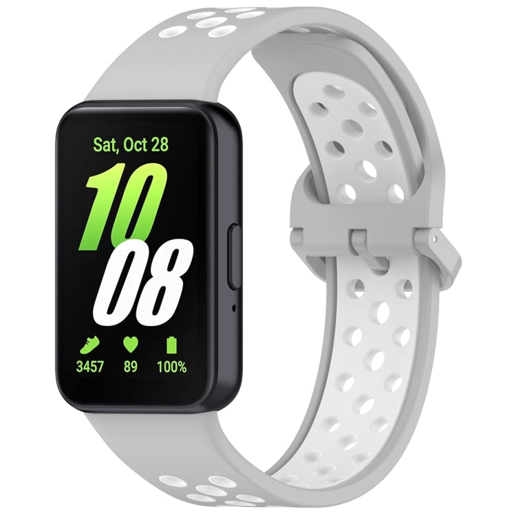 For Samsung Galaxy Fit 3 Two Color Breathable Silicone Watch Band(Grey White) - Watch Bands by PMC TechLife | Online Shopping South Africa | PMC TechLife