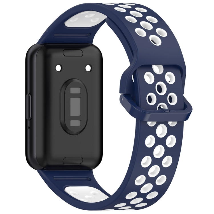 For Samsung Galaxy Fit 3 Two Color Breathable Silicone Watch Band(Midnight Blue White) - Watch Bands by PMC TechLife | Online Shopping South Africa | PMC TechLife