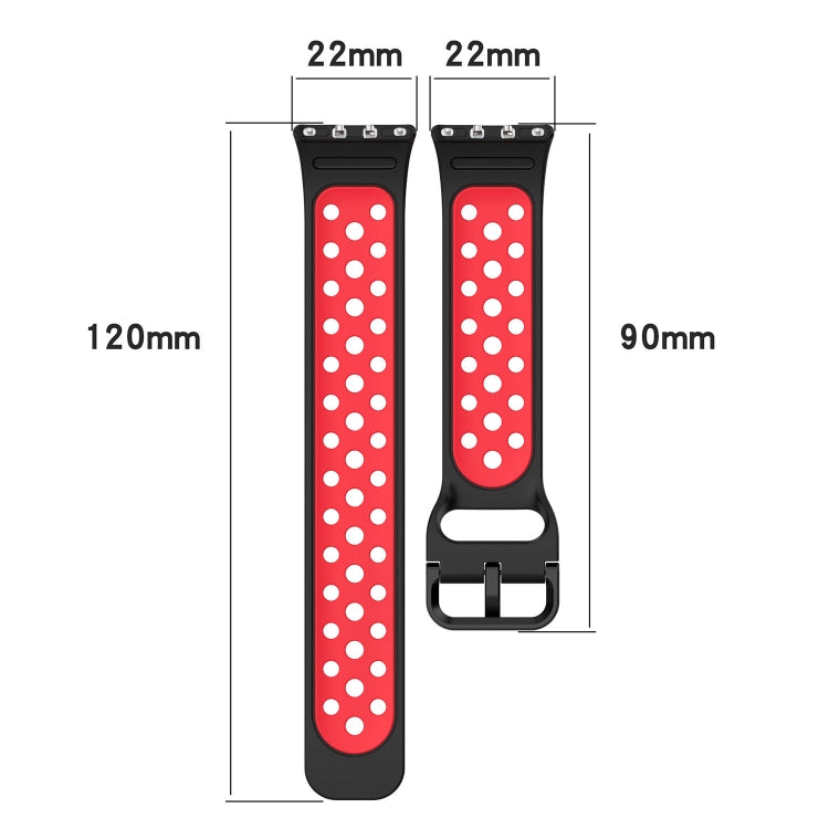 For Samsung Galaxy Fit 3 Two Color Breathable Silicone Watch Band(Black Red)