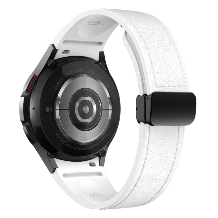For Samsung Galaxy Watch 6 Magnetic Black Buckle Leather Silicone Watch Band(White) - Watch Bands by PMC TechLife | Online Shopping South Africa | PMC TechLife