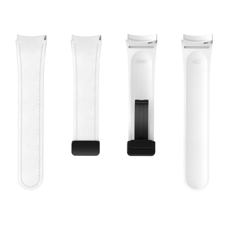 For Samsung Galaxy Watch 6 Magnetic Black Buckle Leather Silicone Watch Band(White) - Watch Bands by PMC TechLife | Online Shopping South Africa | PMC TechLife