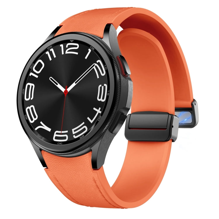 For Samsung Galaxy Watch 6 Magnetic Black Buckle Leather Silicone Watch Band(Orange) - free shipping - PMC TechLife - Order now!
