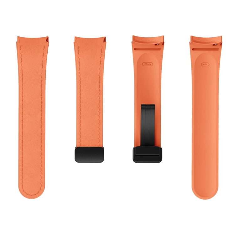 For Samsung Galaxy Watch 6 Magnetic Black Buckle Leather Silicone Watch Band(Orange) - free shipping - PMC TechLife - Order now!
