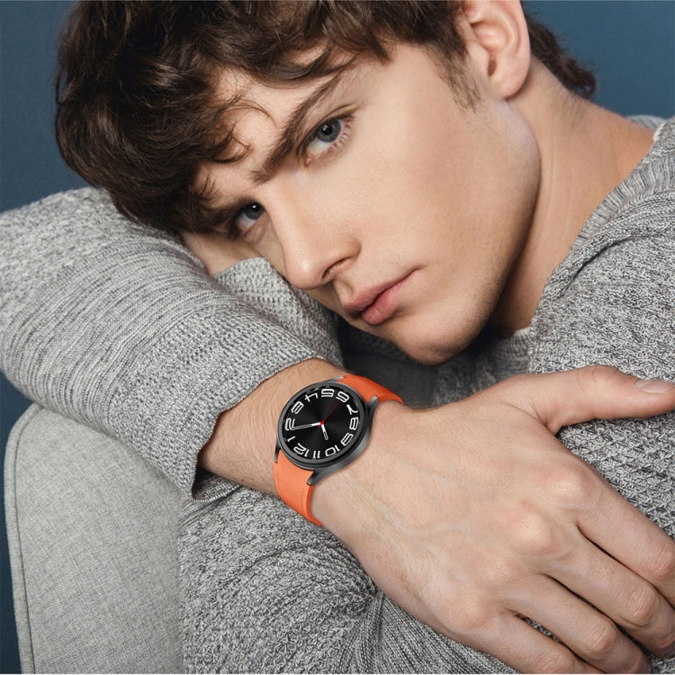 For Samsung Galaxy Watch 6 Magnetic Black Buckle Leather Silicone Watch Band(Orange) - free shipping - PMC TechLife - Order now!