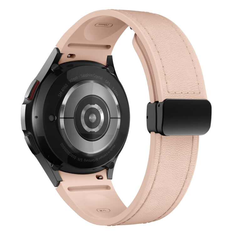 For Samsung Galaxy Watch 6 Magnetic Black Buckle Leather Silicone Watch Band(Pink) - free shipping - PMC TechLife - Order now!