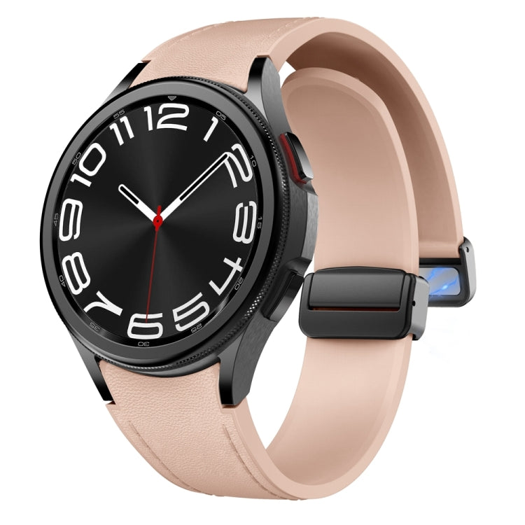 For Samsung Galaxy Watch 6 Magnetic Black Buckle Leather Silicone Watch Band(Pink) - free shipping - PMC TechLife - Order now!