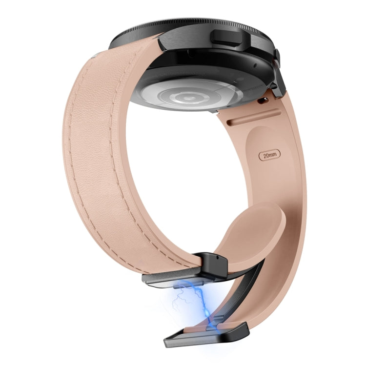 For Samsung Galaxy Watch 6 Magnetic Black Buckle Leather Silicone Watch Band(Pink) - free shipping - PMC TechLife - Order now!
