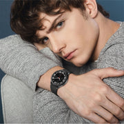 For Samsung Galaxy Watch 6 Magnetic Black Buckle Leather Silicone Watch Band(Black)