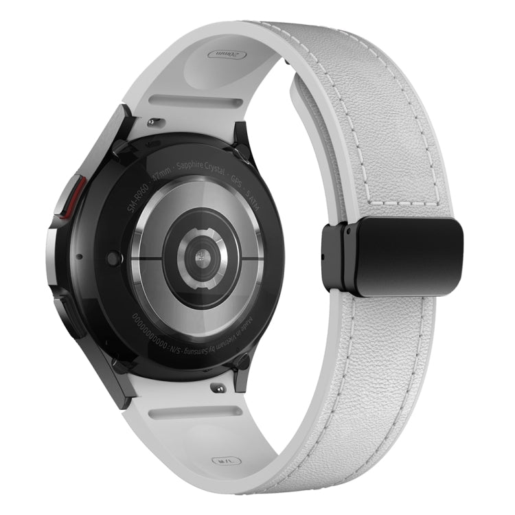 For Samsung Galaxy Watch 6 Magnetic Black Buckle Leather Silicone Watch Band(Light Grey) - Watch Bands by PMC TechLife | Online Shopping South Africa | PMC TechLife