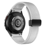 For Samsung Galaxy Watch 6 Magnetic Black Buckle Leather Silicone Watch Band(Light Grey)