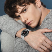 For Samsung Galaxy Watch 6 Magnetic Black Buckle Leather Silicone Watch Band(Light Grey)