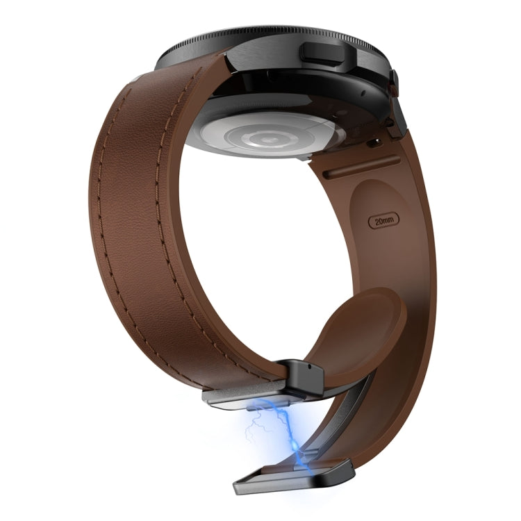 For Samsung Galaxy Watch 6 Magnetic Black Buckle Leather Silicone Watch Band(Dark Brown) - Watch Bands by PMC TechLife | Online Shopping South Africa | PMC TechLife | Buy Now Pay Later Mobicred