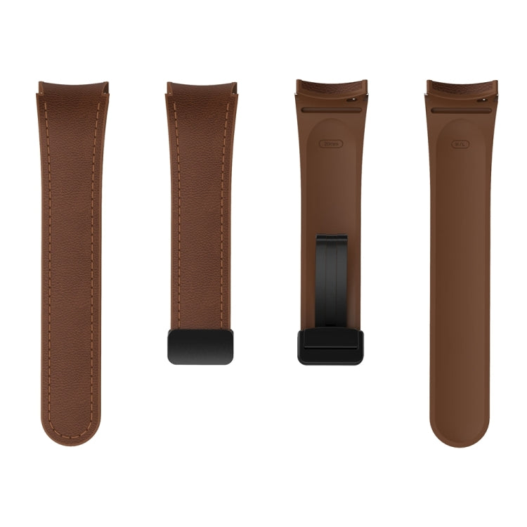 For Samsung Galaxy Watch 6 Magnetic Black Buckle Leather Silicone Watch Band(Dark Brown) - Watch Bands by PMC TechLife | Online Shopping South Africa | PMC TechLife | Buy Now Pay Later Mobicred
