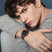 For Samsung Galaxy Watch 6 Magnetic Black Buckle Leather Silicone Watch Band(Dark Brown)