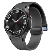 For Samsung Galaxy Watch 6 Magnetic Black Buckle Leather Silicone Watch Band(Space Grey)