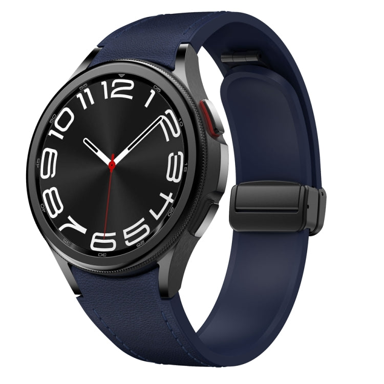 For Samsung Galaxy Watch 6 Magnetic Black Buckle Leather Silicone Watch Band(Midnight Blue) - Watch Bands by PMC TechLife | Online Shopping South Africa | PMC TechLife