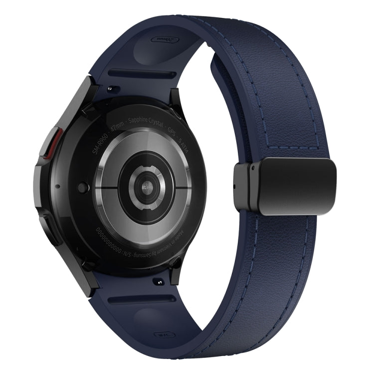 For Samsung Galaxy Watch 6 Magnetic Black Buckle Leather Silicone Watch Band(Midnight Blue) - Watch Bands by PMC TechLife | Online Shopping South Africa | PMC TechLife